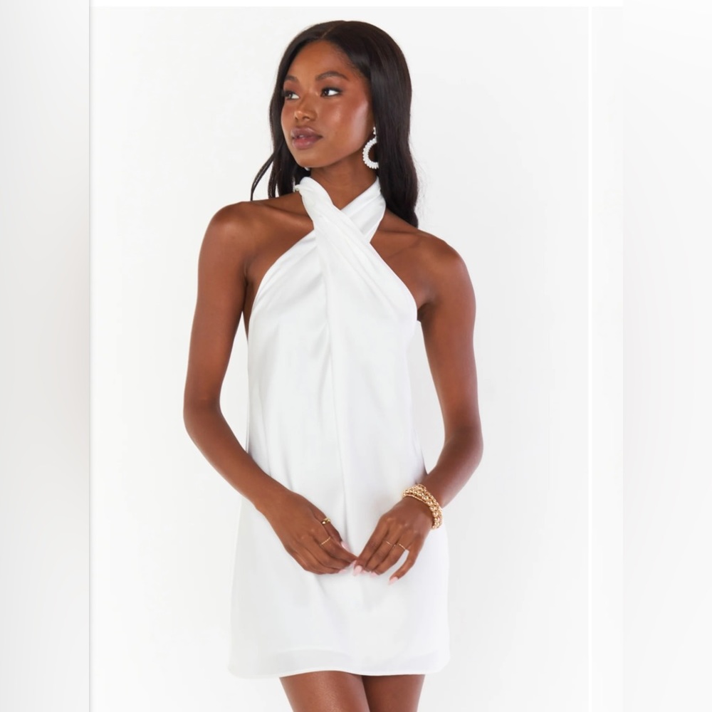 Show Me Your MuMu White Twist-Halter Mini Dress